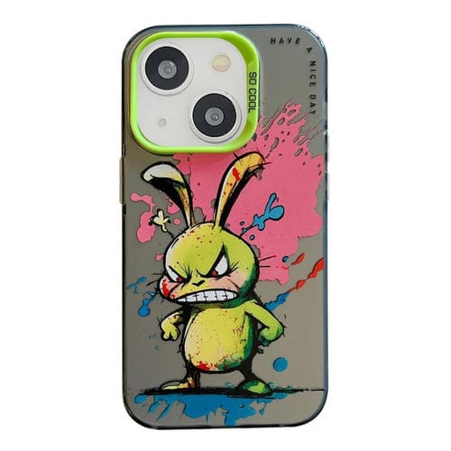 Para iPhone 15 Patrón de Animales Serie de Pintura al Óleo PC + Funda para Teléfono TPU (Conejo) - MOVILSTORE