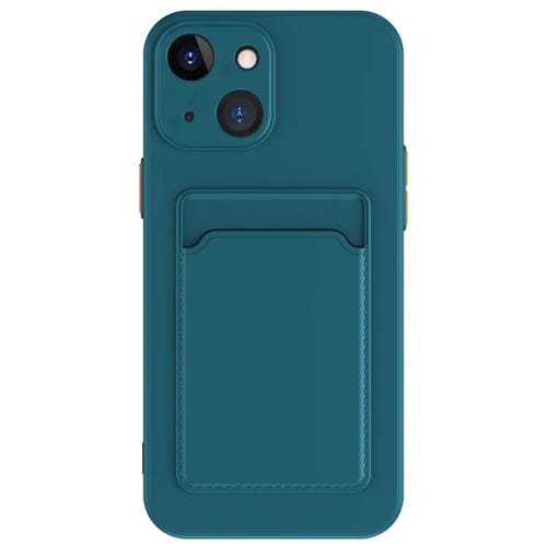 Para iPhone 15 Skin Feel Card Contraste Color Botón TPU Funda para Teléfono (Verde Oscuro) - MOVILSTORE