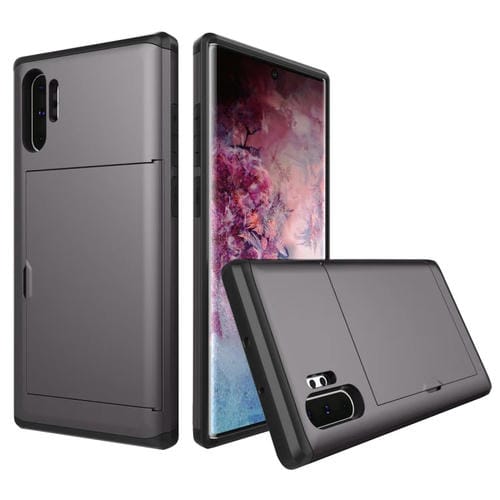 Estuche Protector Armadura para Galaxia Note 10 Pro / Note 10+ con Ranura para Tarjeta (Gris)