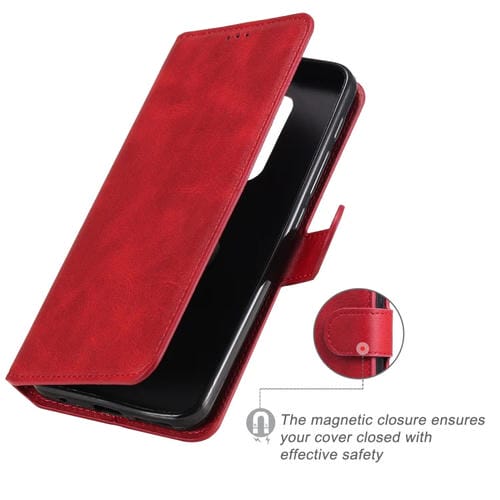 Para Motorola Moto G9 Play Classic Calf Texture PU + TPU Funda de cuero con tapa horizontal, con soporte, ranuras para tarjetas y billetera (rojo)