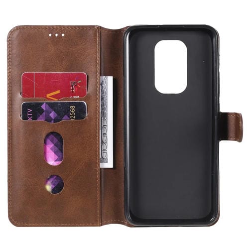 Para Motorola Moto G9 Play Classic Calf Texture PU + TPU Funda de cuero con tapa horizontal, con soporte, ranuras para tarjetas y billetera (marrón)