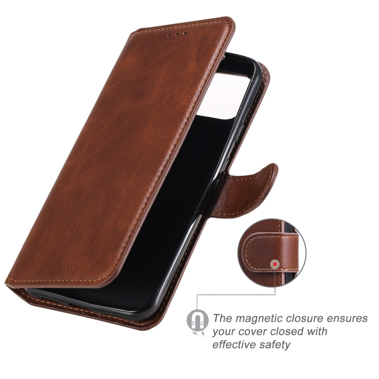 Para Google Pixel 5 Classic Calf Texture PU + TPU Funda de cuero con tapa horizontal, con soporte, ranuras para tarjetas y billetera (marrón)