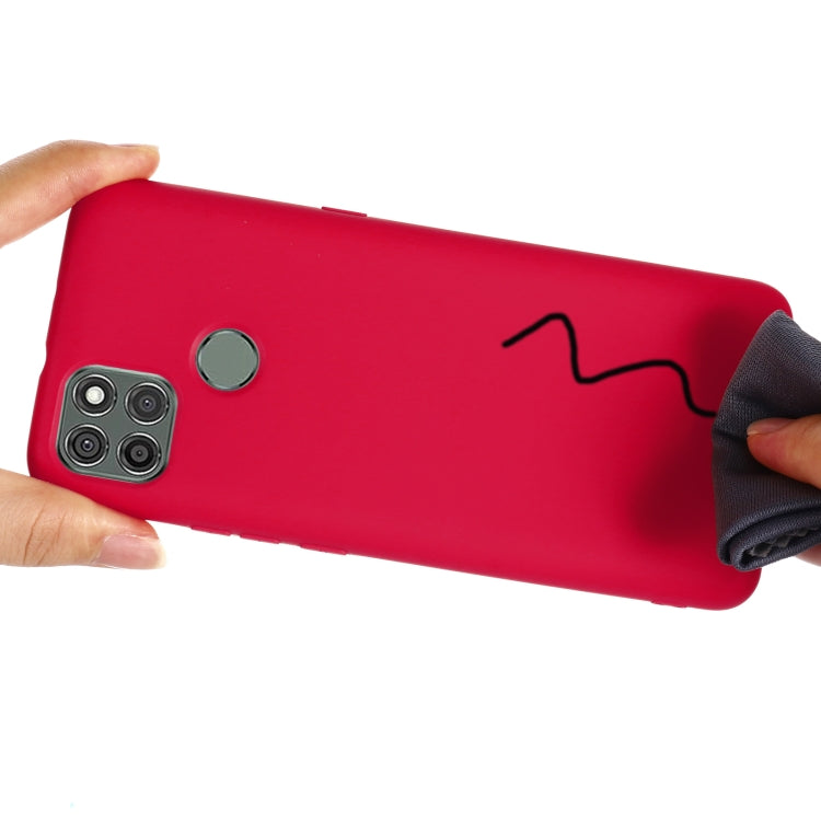 Para Motorola Moto G9 Power Pure Color Liquid Silicone Funda de cobertura total a prueba de golpes (rojo)