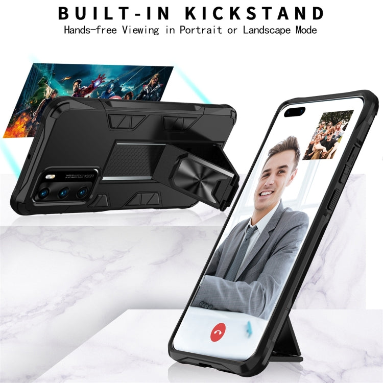 Para Huawei P40 Funda protectora magnética TPU + PC a prueba de golpes con soporte (Azul)