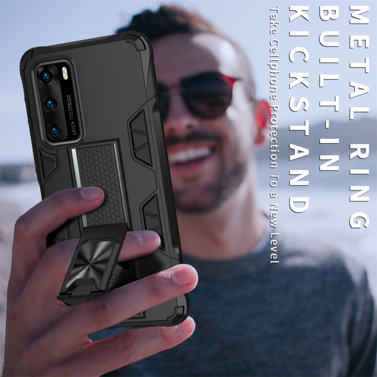 Para Huawei P40 Funda protectora magnética TPU + PC a prueba de golpes con soporte (blanco)