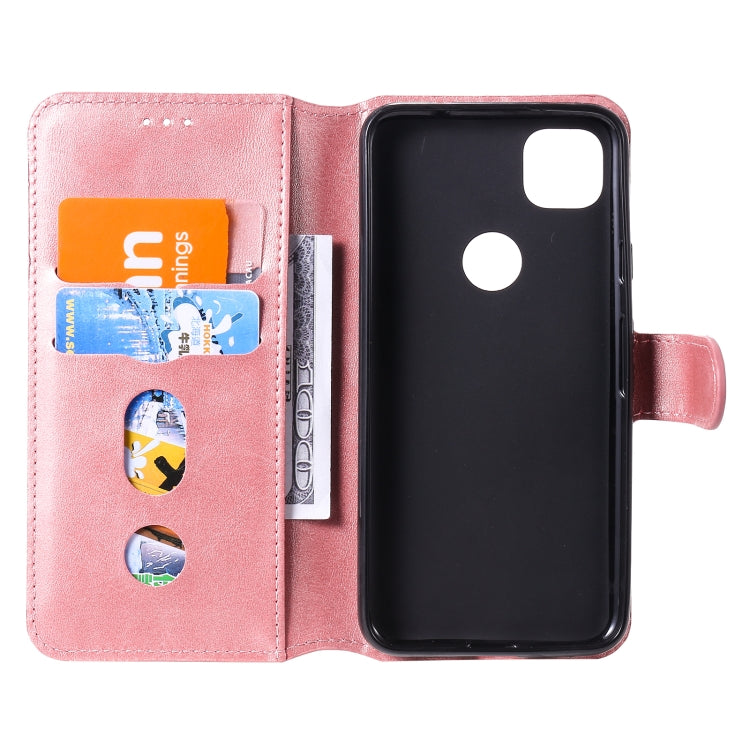 Para Google Pixel 4a Classic Calf Texture PU + TPU Funda de cuero con tapa horizontal, con soporte, ranuras para tarjetas y billetera (oro rosa)