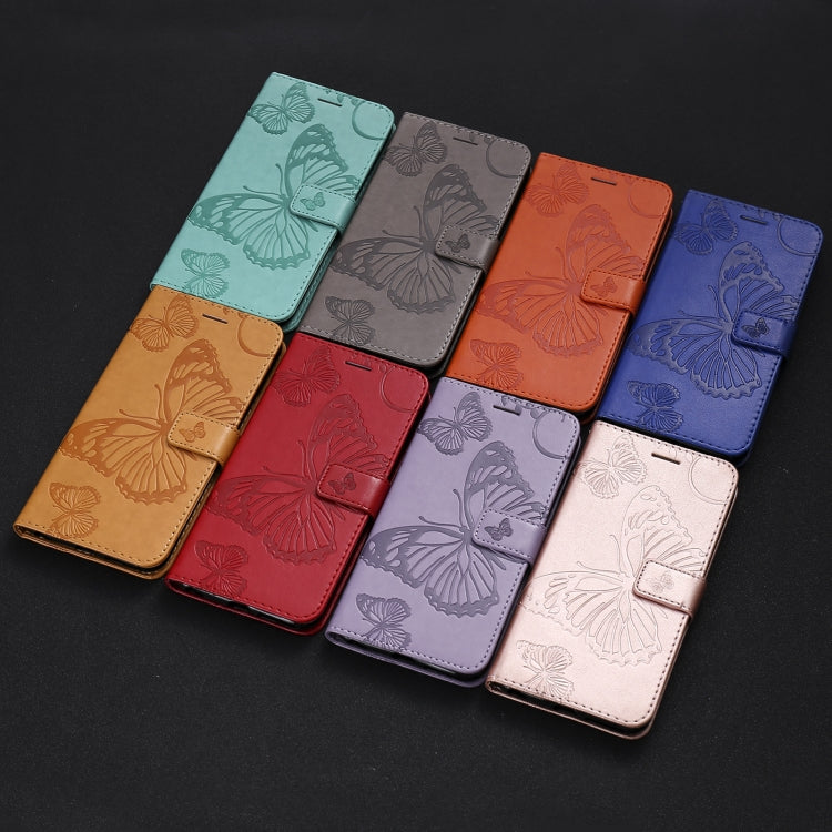 Para Huawei P Smart 2021 3D mariposas en relieve patrón de estuche horizontal Flip de cuero con soporte y ranura para tarjeta y billetera (amarillo)
