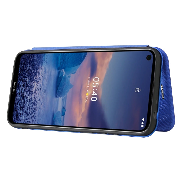 Para Nokia 5.4 Funda de cuero con tapa magnética horizontal con textura de fibra de carbono TPU + PC + PU con ranura para tarjeta