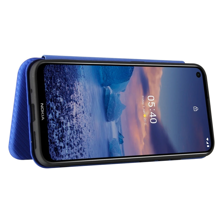 Para Nokia 5.4 Funda de cuero con tapa magnética horizontal con textura de fibra de carbono TPU + PC + PU con ranura para tarjeta