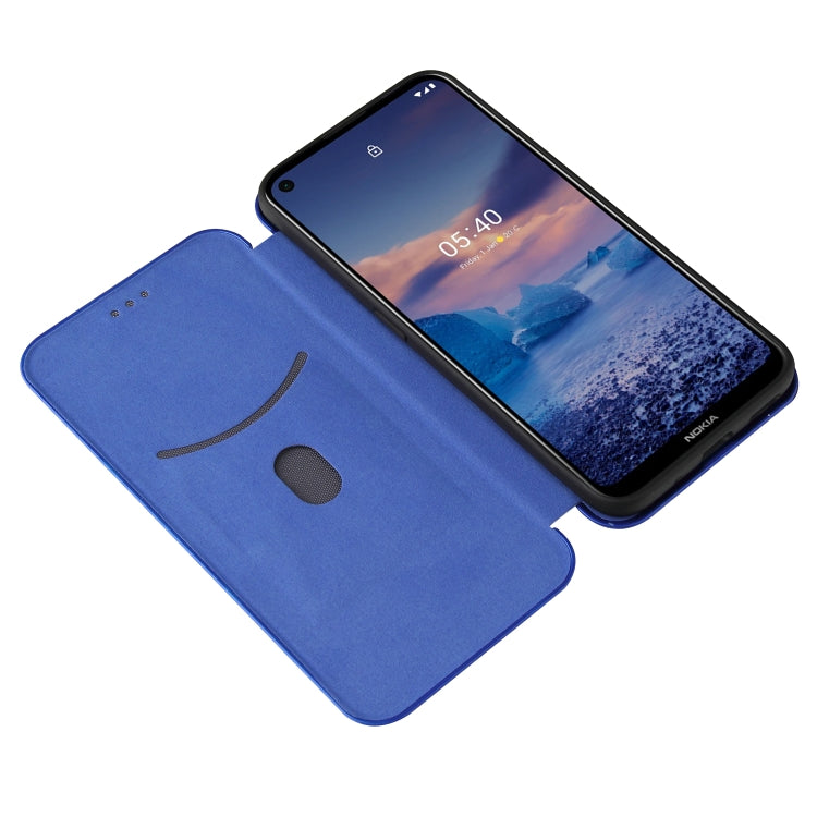 Para Nokia 5.4 Funda de cuero con tapa magnética horizontal con textura de fibra de carbono TPU + PC + PU con ranura para tarjeta