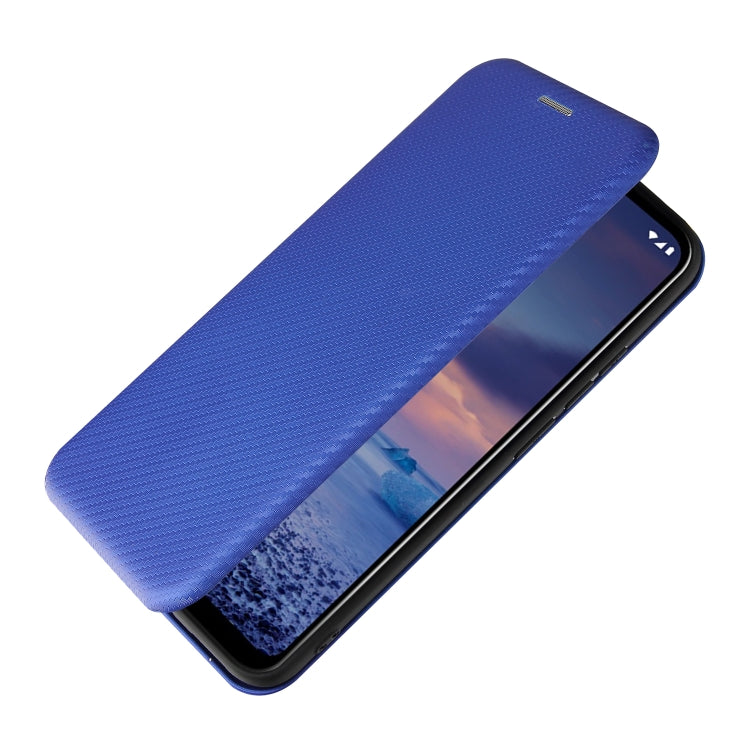 Para Nokia 5.4 Funda de cuero con tapa magnética horizontal con textura de fibra de carbono TPU + PC + PU con ranura para tarjeta