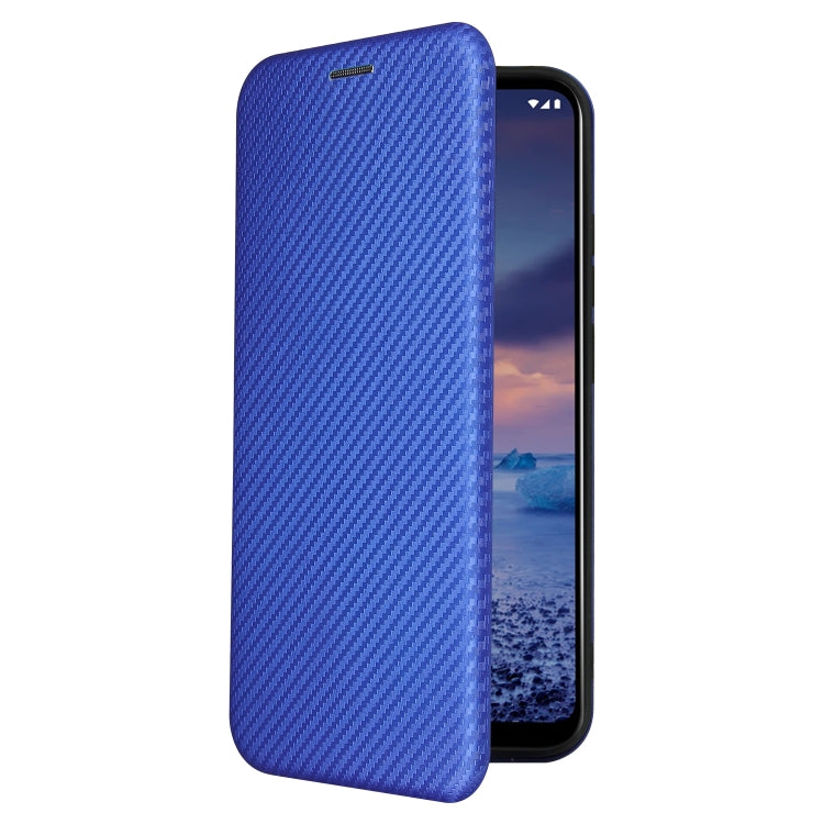 Para Nokia 5.4 Funda de cuero con tapa magnética horizontal con textura de fibra de carbono TPU + PC + PU con ranura para tarjeta