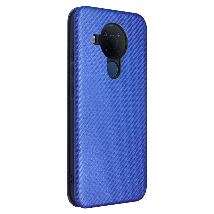 Para Nokia 5.4 Funda de cuero con tapa magnética horizontal con textura de fibra de carbono TPU + PC + PU con ranura para tarjeta