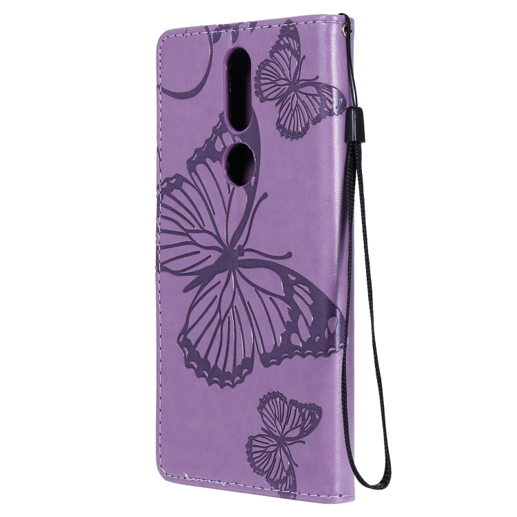 Para Nokia 2.4 3D Mariposas Patrón de relieve Funda de cuero con tapa horizontal con soporte, ranura para tarjeta y billetera (púrpura)