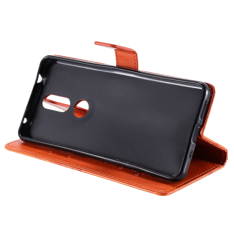 Para Nokia 2.4 3D Mariposas Patrón de relieve Funda de cuero con tapa horizontal con soporte, ranura para tarjeta y billetera (naranja)
