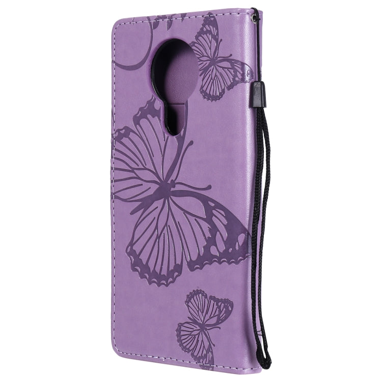 Para Nokia 3.4 Estuche de cuero con tapa horizontal con estampado de mariposas 3D con soporte, ranura para tarjeta y billetera
