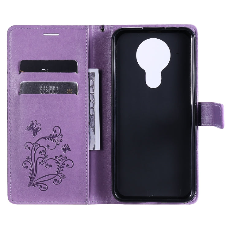 Para Nokia 3.4 Estuche de cuero con tapa horizontal con estampado de mariposas 3D con soporte, ranura para tarjeta y billetera