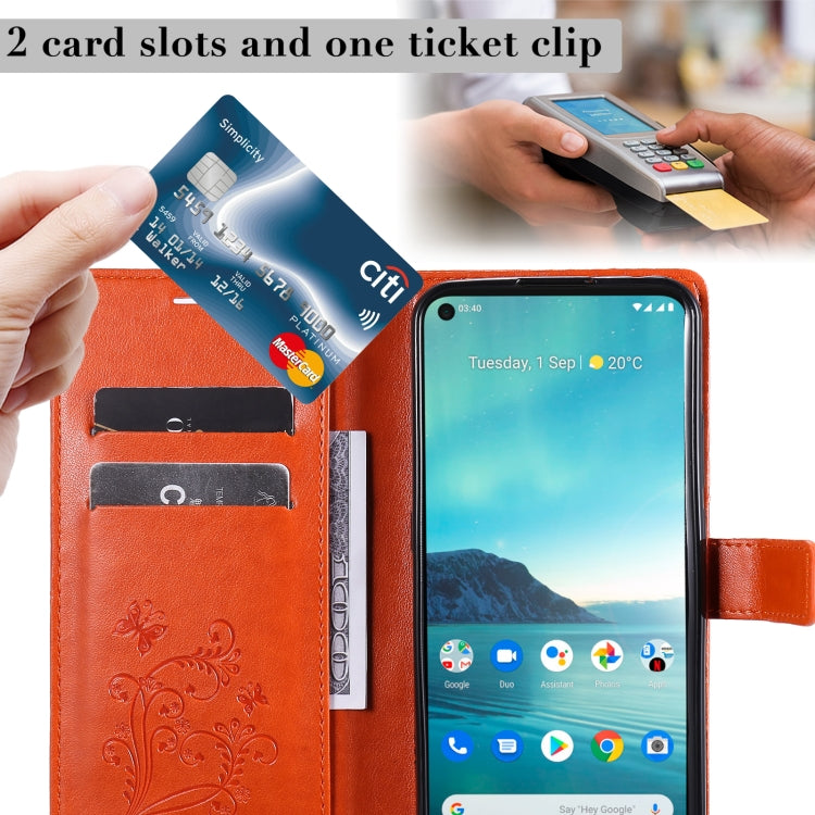 Para Nokia 3.4 Estuche de cuero con tapa horizontal con estampado de mariposas 3D con soporte, ranura para tarjeta y billetera