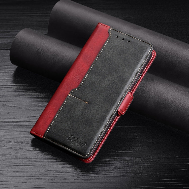 Estuche de Cuero Samsung Galaxy Note20 Textura Retro Hebilla Lateral Tapa Horizontal Soporte Ranuras Tarjetas Billetera (Rojo)