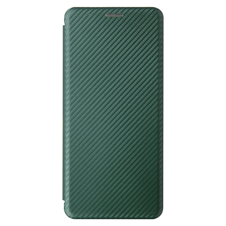 Para Motorola Edge S Fibra de carbono Textura Magnética Horizontal Flip TPU + PC + Funda de cuero PU con ranura para tarjeta (verde)