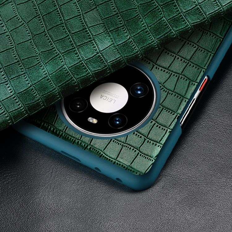 Para Huawei Mate 40 Textura de cocodrilo Ventana de pantalla Horizontal Flip Funda de cuero (verde)