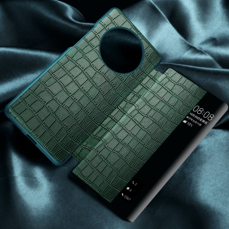 Para Huawei Mate 40 Textura de cocodrilo Ventana de pantalla Horizontal Flip Funda de cuero (marrón)
