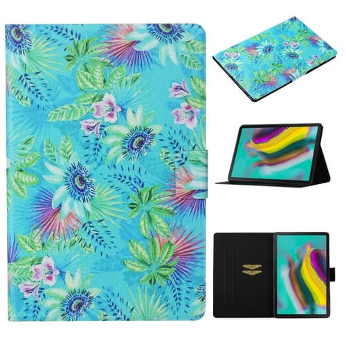 Funda de Cuero Samsung Galaxy Tab A7 Lite 8.7 (2021) T220 con Soporte y Ranura para Tarjeta (Flores)