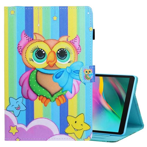 Funda para Samsung Galaxy Tab A7 Lite 8.7 (2021) T220 Cuero Flip Horizontal con Soporte y Ranura para Tarjeta (Búho del Arco Iris)