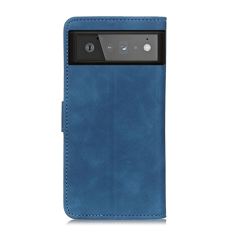 Para Google Pixel 6 Khazneh Retro Texture PU + TPU Funda de cuero Horizontal Flip con soporte y tragamonedas y billetera (azul)