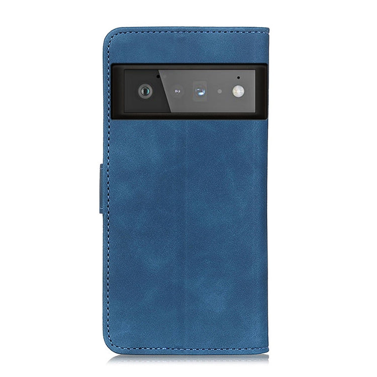 Para Google Pixel 6 Pro Khazneh Retro Texture PU + TPU Funda de cuero Horizontal Flip con soporte y ranuras para tarjetas (azul)
