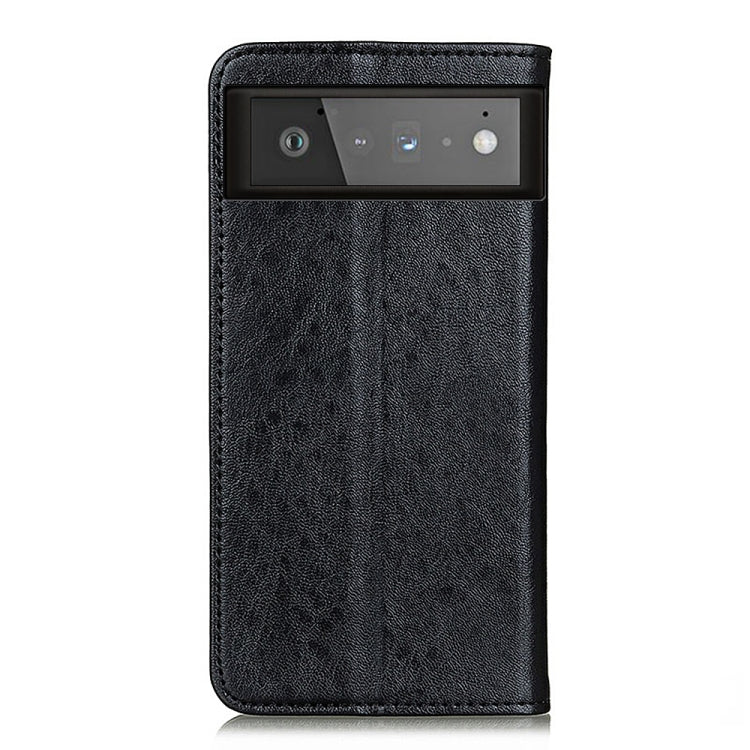 Para Google Pixel 6 Magnético Crazy Horse Texture Horizontal Flip Funda de cuero con soporte y ranuras para tarjetas y billetera (Negro)