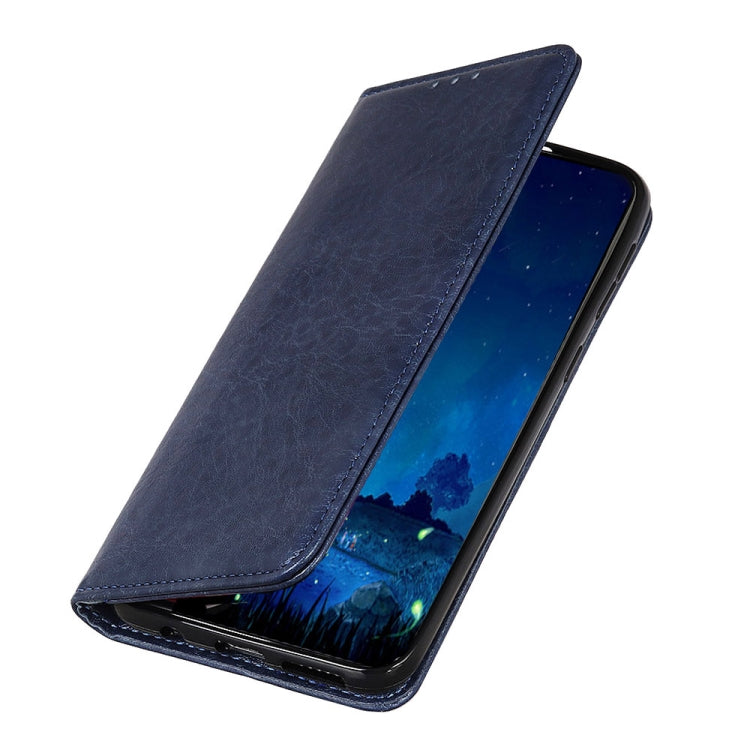 Para Google Pixel 6 Magnet Crazy Horse Texture Horizontal Flip Funda de cuero con soporte y ranuras para tarjetas y billetera (azul)