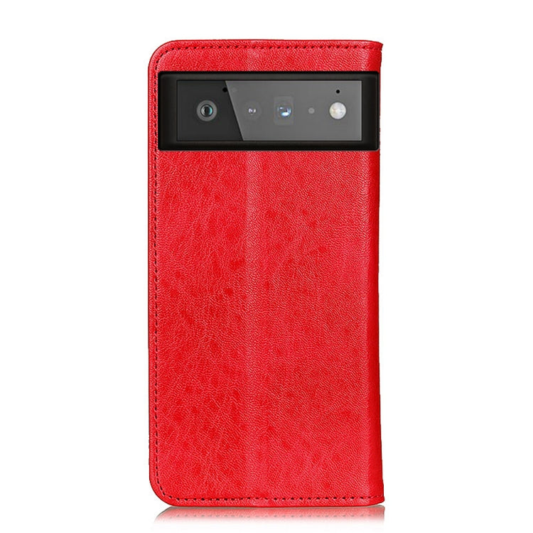 Para Google Pixel 6 Magnetic Crazy Horse Texture Horizontal Flip Funda de cuero con soporte y ranuras para tarjetas y billetera (rojo)