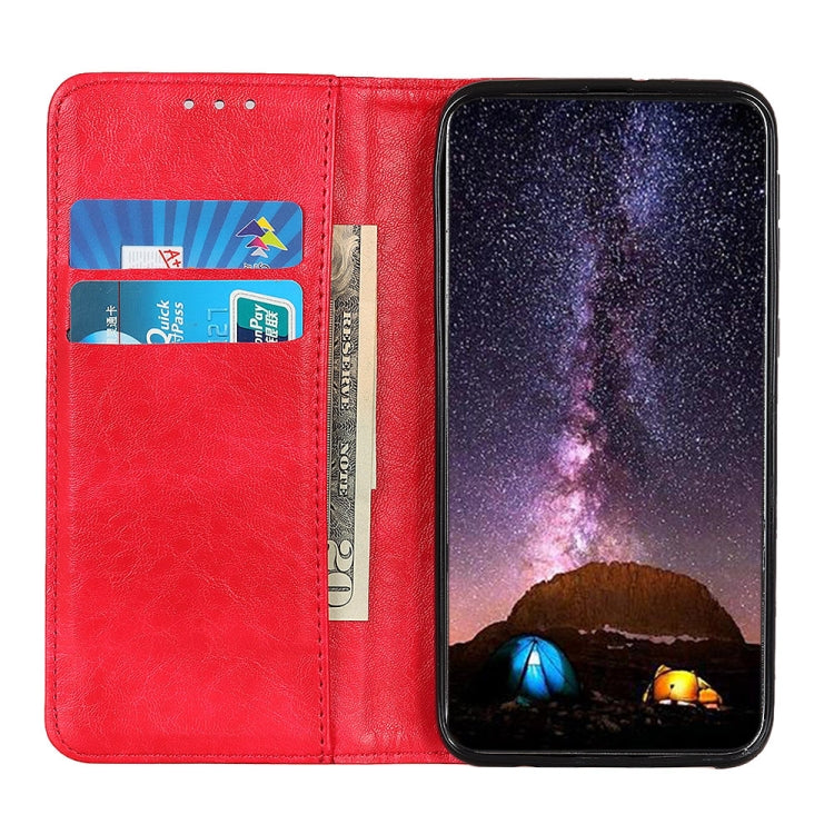 Para Google Pixel 6 Magnetic Crazy Horse Texture Horizontal Flip Funda de cuero con soporte y ranuras para tarjetas y billetera (rojo)
