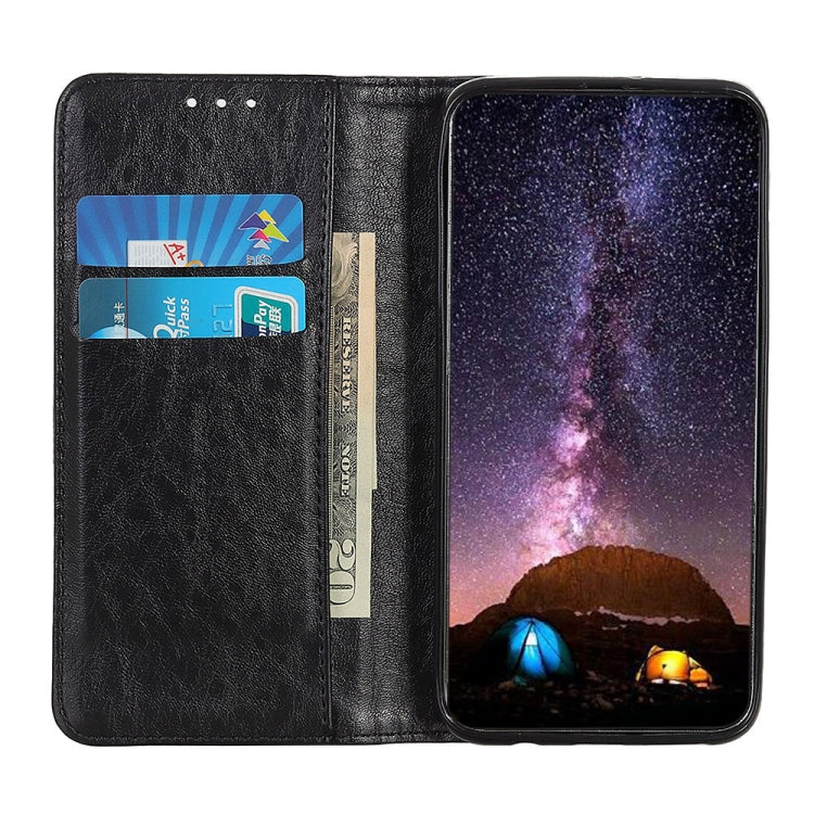 Para Google Pixel 6 Pro Magnetic Crazy Horse Texture Horizontal Flip Funda de cuero con soporte y ranuras para tarjetas y billetera (Negro)