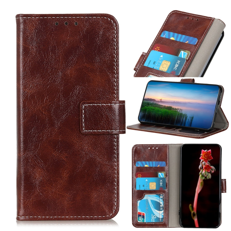Para Google Pixel 6 Retro Crazy Horse Texture Horizontal Flip Funda de cuero con soporte y ranuras para tarjetas y marco y billetera (marrón)