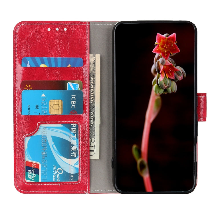 Para Google Pixel 6 retro Crazy Horse Texture Horizontal Flip Funda con soporte y ranuras para tarjetas y marco de fotos y billetera (rojo)