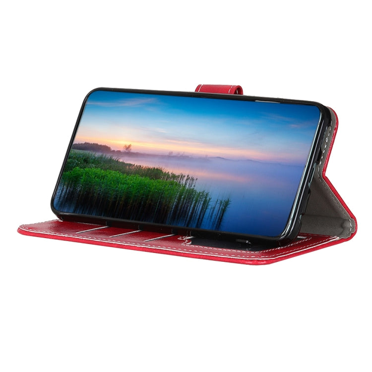 Para Google Pixel 6 retro Crazy Horse Texture Horizontal Flip Funda con soporte y ranuras para tarjetas y marco de fotos y billetera (rojo)