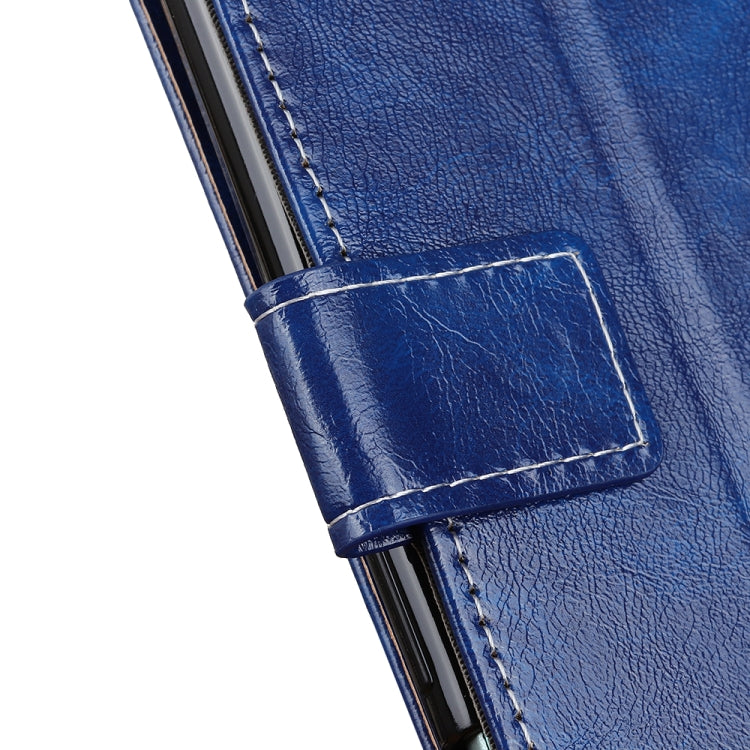 Para Google Pixel 6 Pro Retro Crazy Horse Texture Horizontal Flip Funda de cuero con soporte y ranuras para tarjetas y marco y billetera (azul)