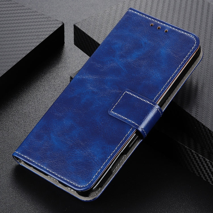 Para Google Pixel 6 Pro Retro Crazy Horse Texture Horizontal Flip Funda de cuero con soporte y ranuras para tarjetas y marco y billetera (azul)