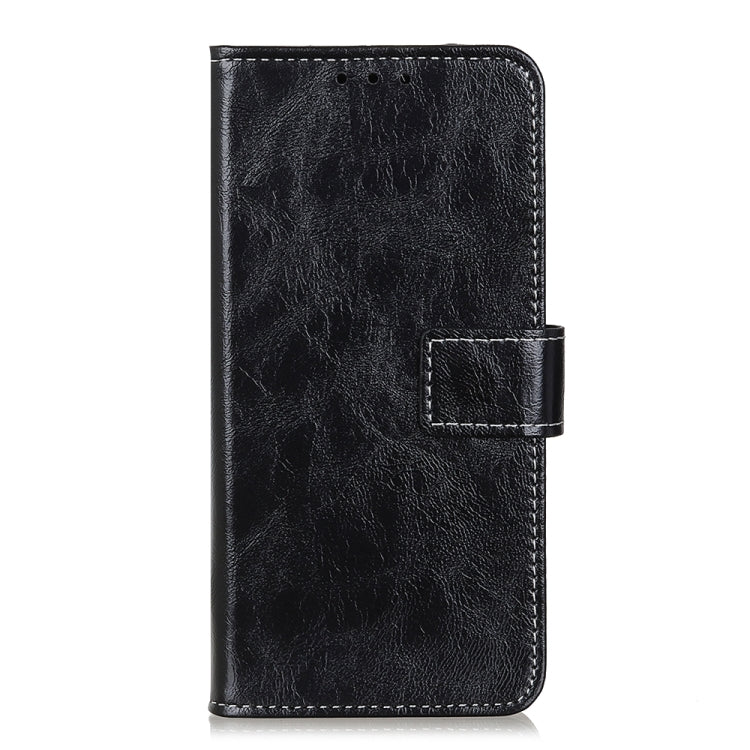 Para Google Pixel 6 Pro Retro Crazy Horse Texture Horizontal Flip Funda de cuero con soporte y ranuras para tarjetas y marco y billetera (negro)