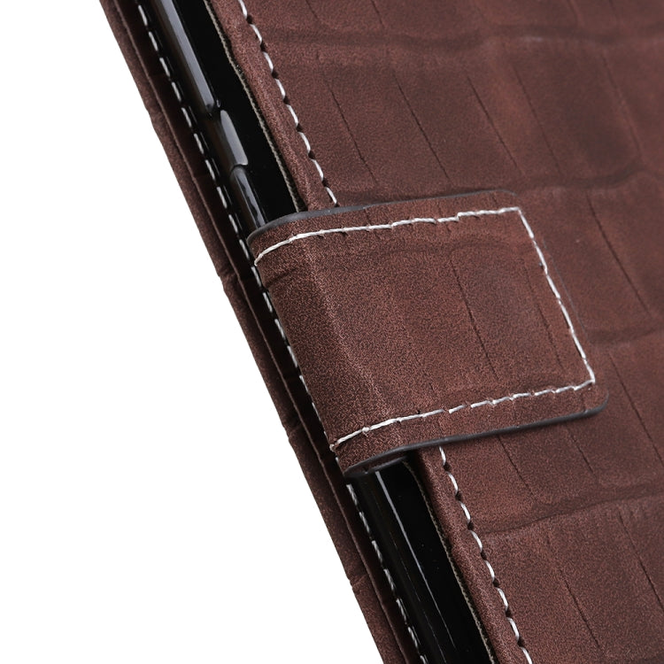 Para Google Pixel 6 Pro CroCodile Texture Horizontal Flip Funda de cuero con soporte y ranuras para tarjetas y marco y billetera (marrón)