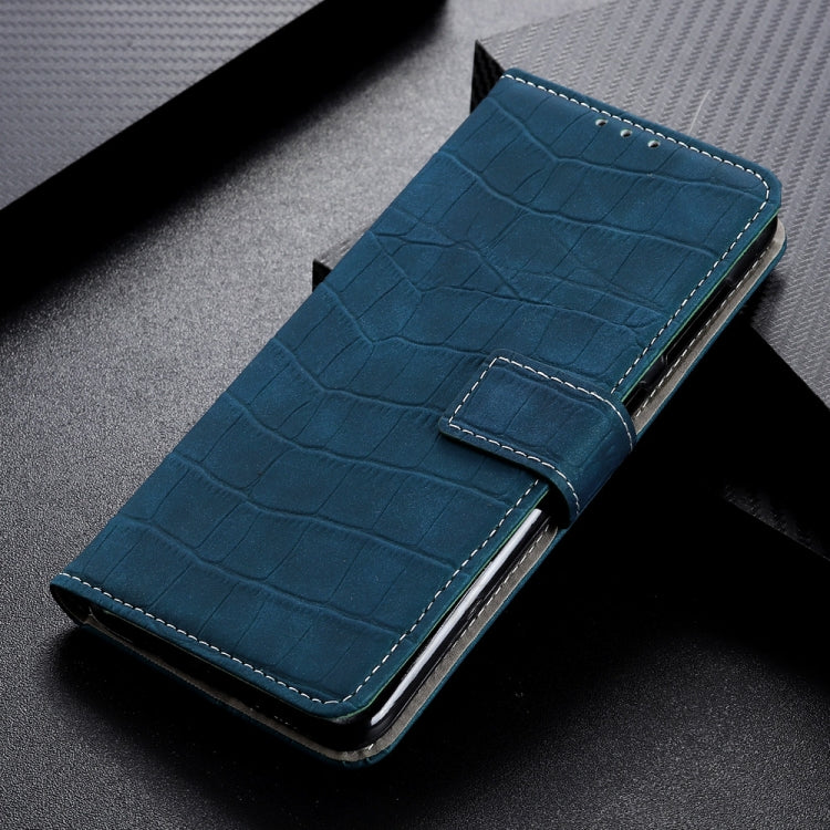 Para Google Pixel 6 Pro CroCodile Texture Horizontal Flip Funda de cuero con soporte y ranuras para tarjetas y marco de fotos y billetera (verde oscuro)