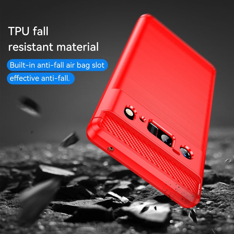 Para Google Pixel 6 Pro Cepillado Fibra de carbono TPU Funda (roja)