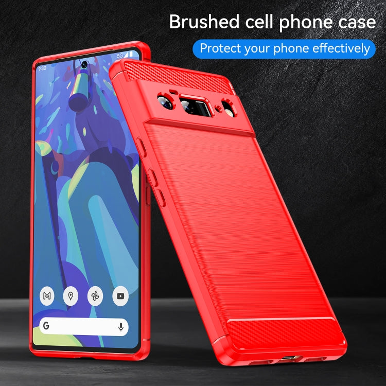 Para Google Pixel 6 Pro Cepillado Fibra de carbono TPU Funda (roja)