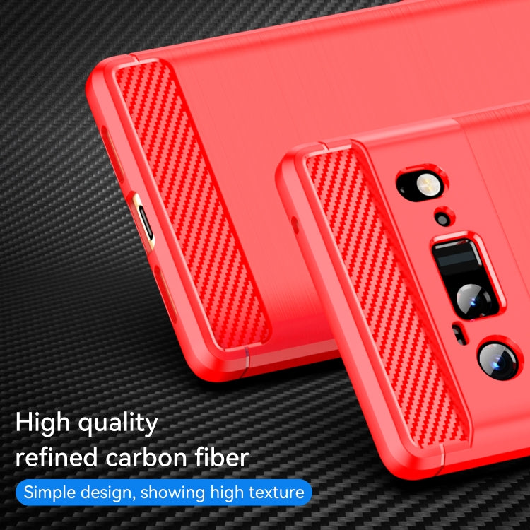 Para Google Pixel 6 Pro Cepillado Fibra de carbono TPU Funda (roja)