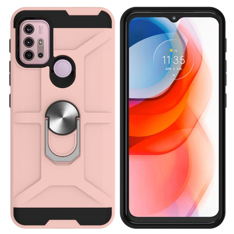 Para MOTOROLA MOTO G10 / G30 War-dios Armor TPU + PC Funda protectora magnética a prueba de golpes con soporte de anillo (oro rosa)