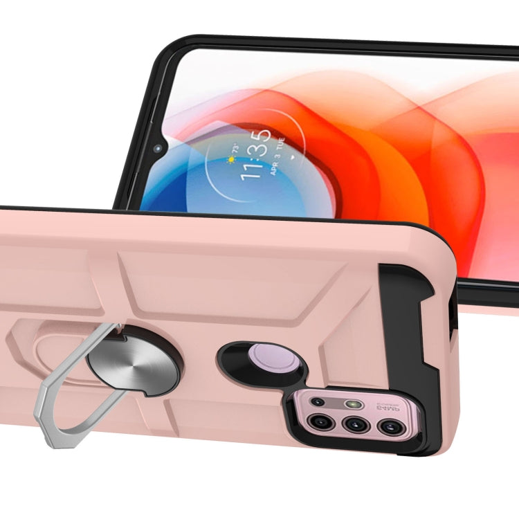 Para MOTOROLA MOTO G10 / G30 War-dios Armor TPU + PC Funda protectora magnética a prueba de golpes con soporte de anillo (oro rosa)