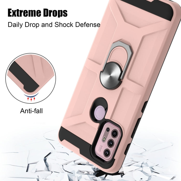 Para MOTOROLA MOTO G10 / G30 War-dios Armor TPU + PC Funda protectora magnética a prueba de golpes con soporte de anillo (oro rosa)