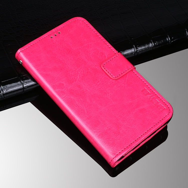 Para honrar 50 Idewei Crazy Horse Texture Horizontal Flip Funda de cuero con soporte y ranuras para tarjetas (Rose Rojo)